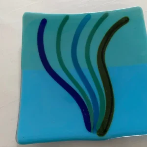 Blue Waves Plate 10″ x 10″ - Fused Glass