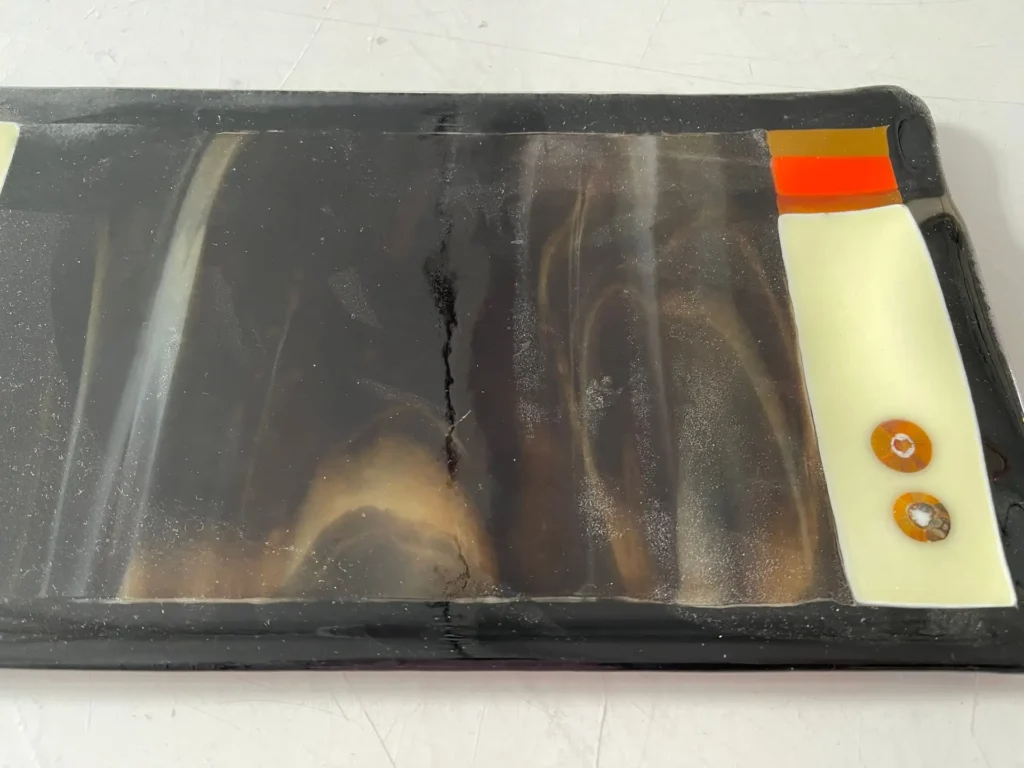 Tray – Brown, Cream and Orange 13″ x 6-1/2″ - Fused Glass