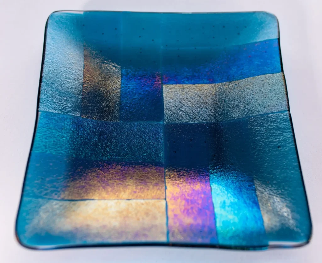 Iridescent Fused Glass Plate 6″ x 6″ - Fused Glass