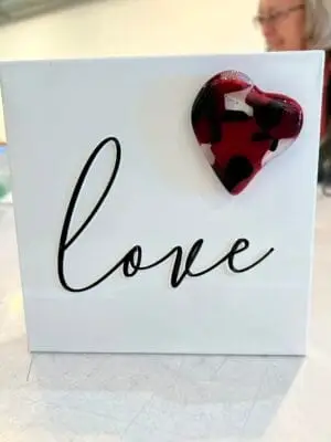 Love Tabletop Decor with Fused Glass Heart