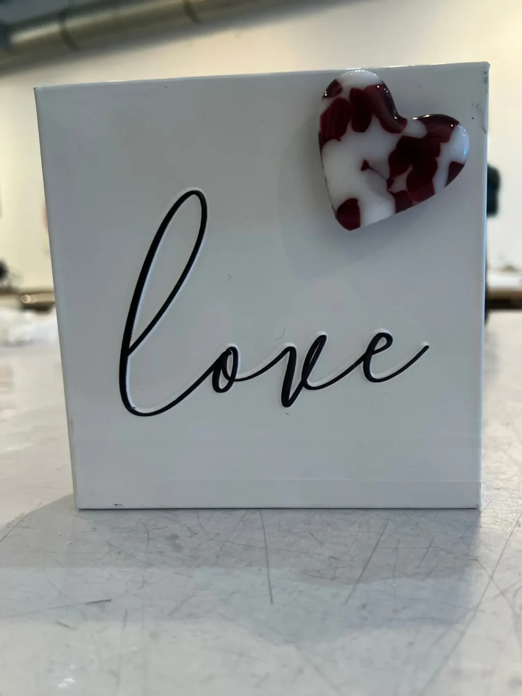 Love Tabletop Decor with Fused Glass Heart - Image 2