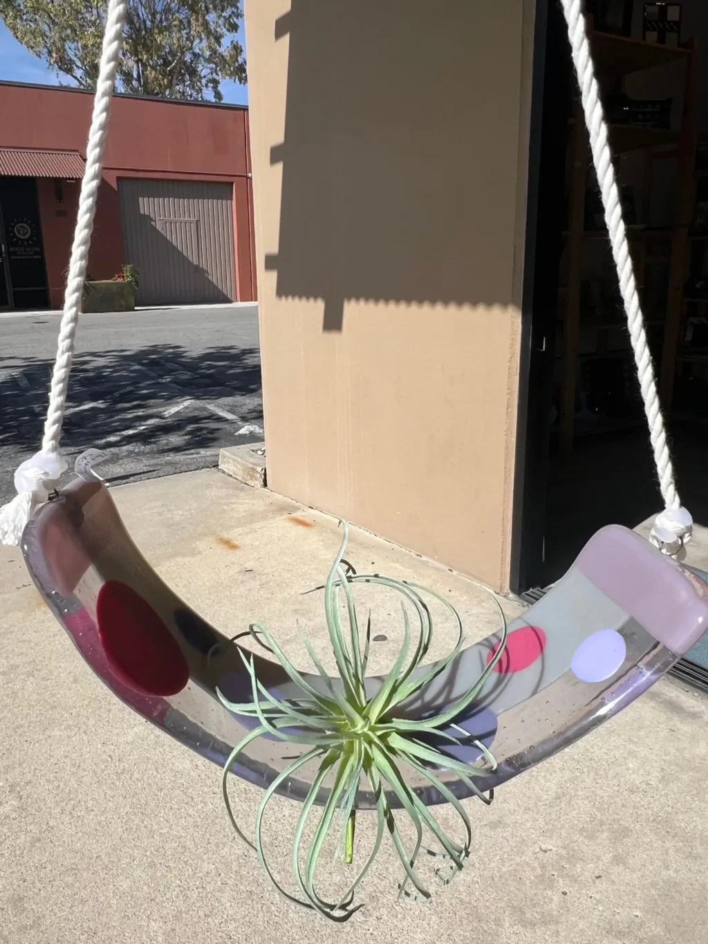 Air Plant Hanger – Pink & Purple – 12″ x 3″ - Fused Glass