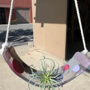 Air Plant Hanger – Pink & Purple – 12″ x 3″ - Fused Glass