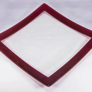 Cranberry Bubble Plate 10″ x 10″ - Fused Glass