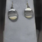 Striped Cream/Gray Earrings - Fused Glass
