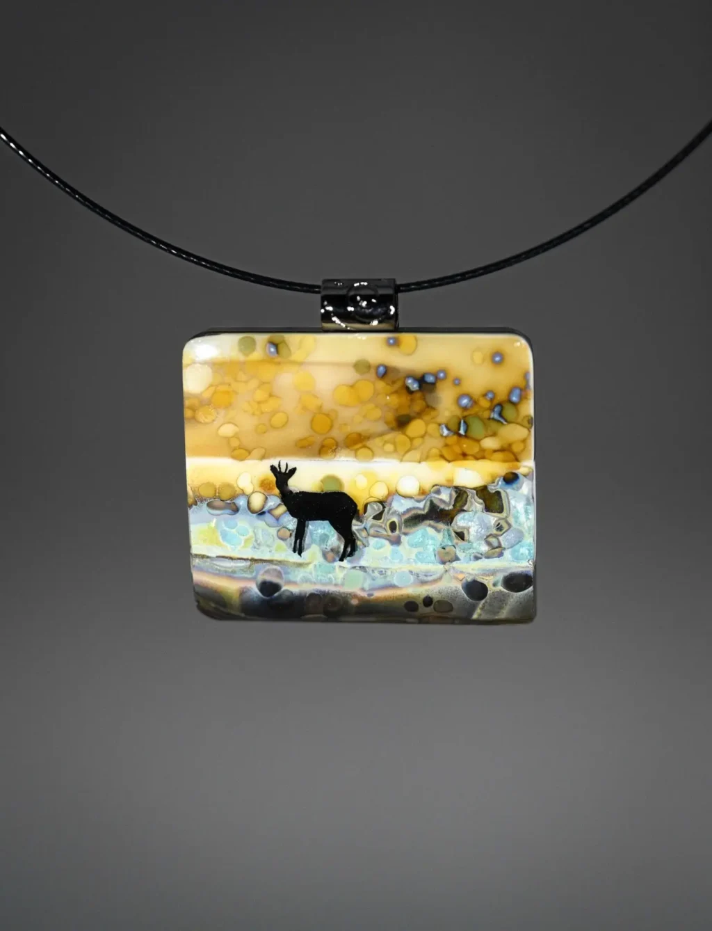 Woodlands Pendant Deer - Fused Glass