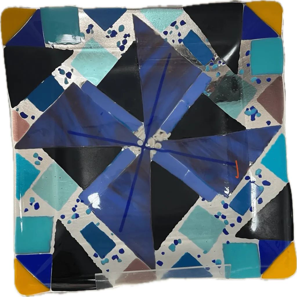 Blue Tray 12″ x 12″ - Fused Glass