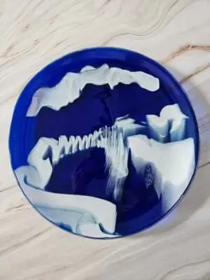 Mystic-Horizon-Platter-Deep-Blue-White-Swirls-Abstract-Glass-Art