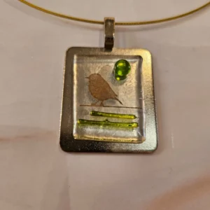 Songbird Pendant - Fused Glass