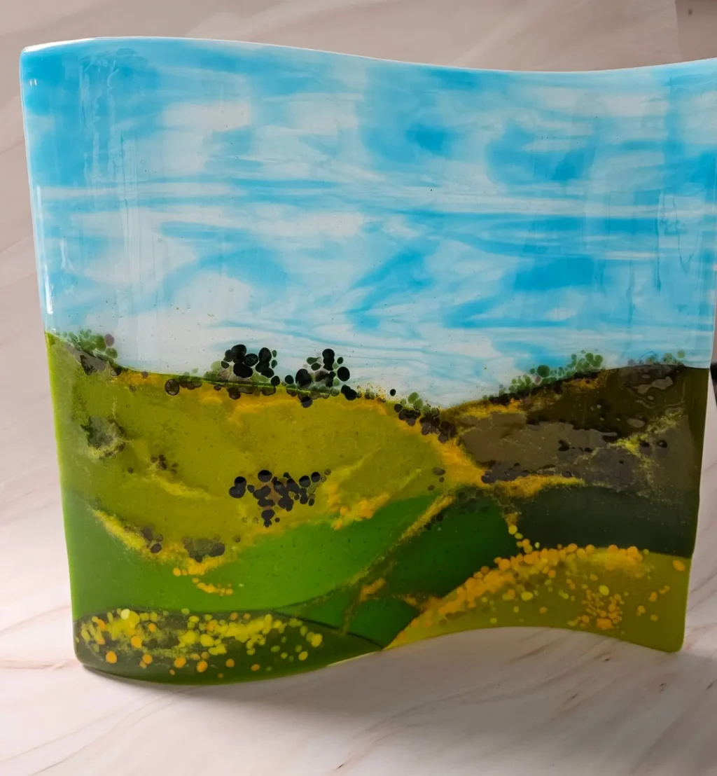 Rolling Hills Table Art Landscape - Fused Glass