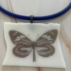 Butterfly Whisper Pendant - Fused Glass