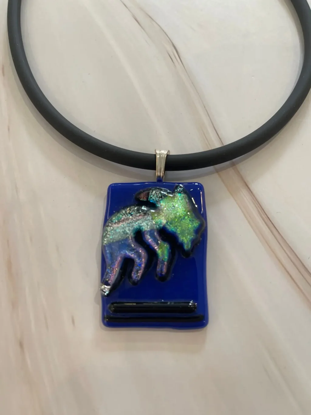 Celestial Kokopelli Pendant - Fused Glass