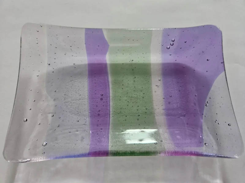 Soft Hues Striped Glass Dish - Image 2