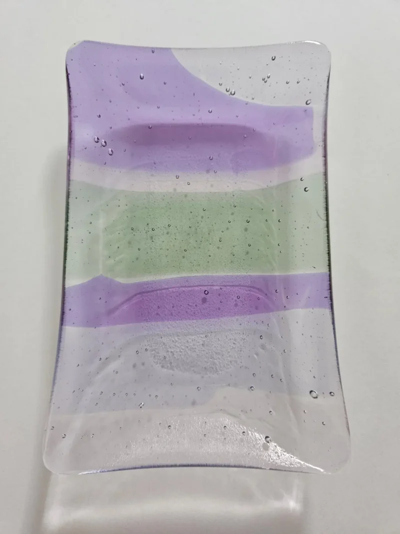 Soft Hues Striped Glass Dish - Fused Glass
