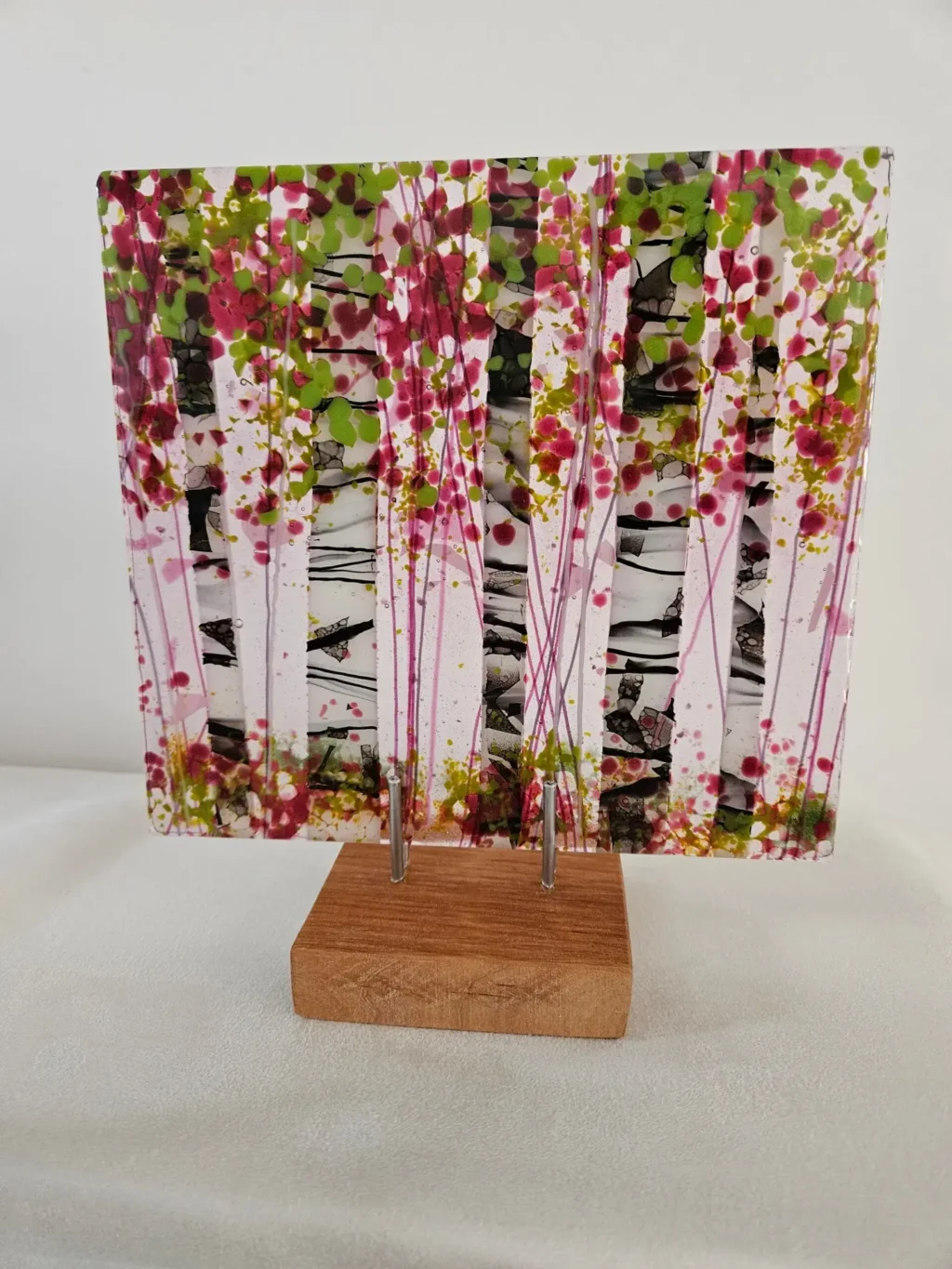 Birch Grove in Bloom - Fused Glass