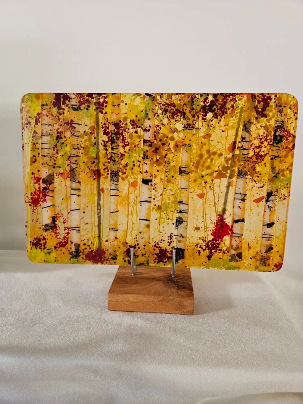 Golden Birch Whisper - Fused Glass