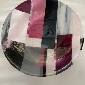 Blush and Charcoal Fusion Bowl - Fused Glass