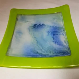 Lime Drift Platter - Fused Glass