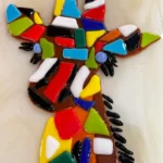 Giraffe in Technicolor - Fused Glass