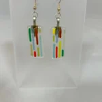 Confetti Line Earrings - Fused Glass
