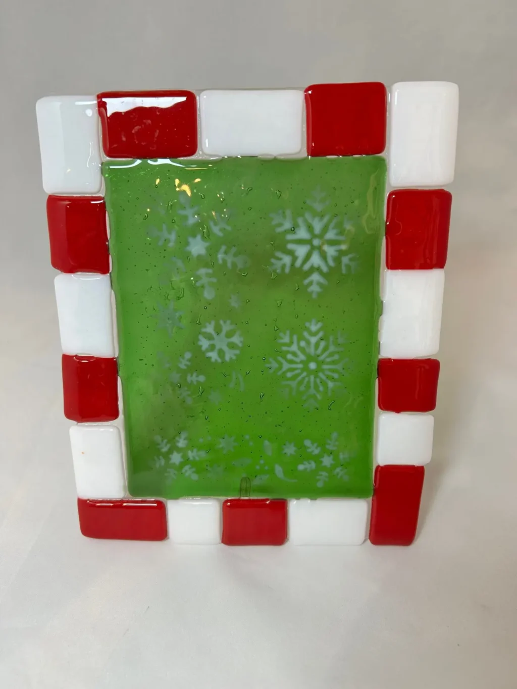 Snowy Cheer Glass Frame - Fused Glass