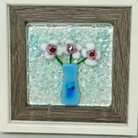 Blossoms in Blue - Fused Glass