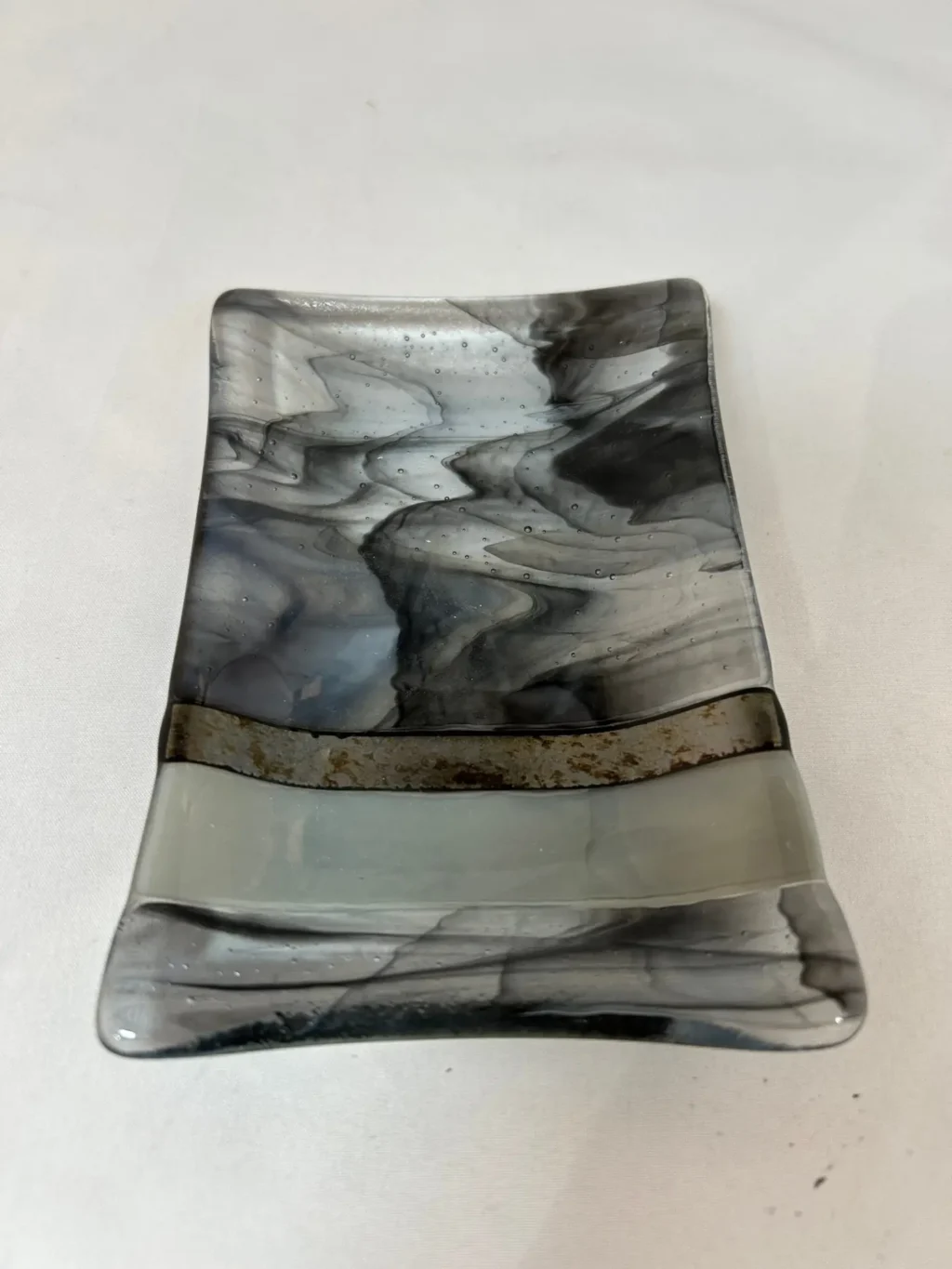 Smoke Cascade Dish - Fused Glass