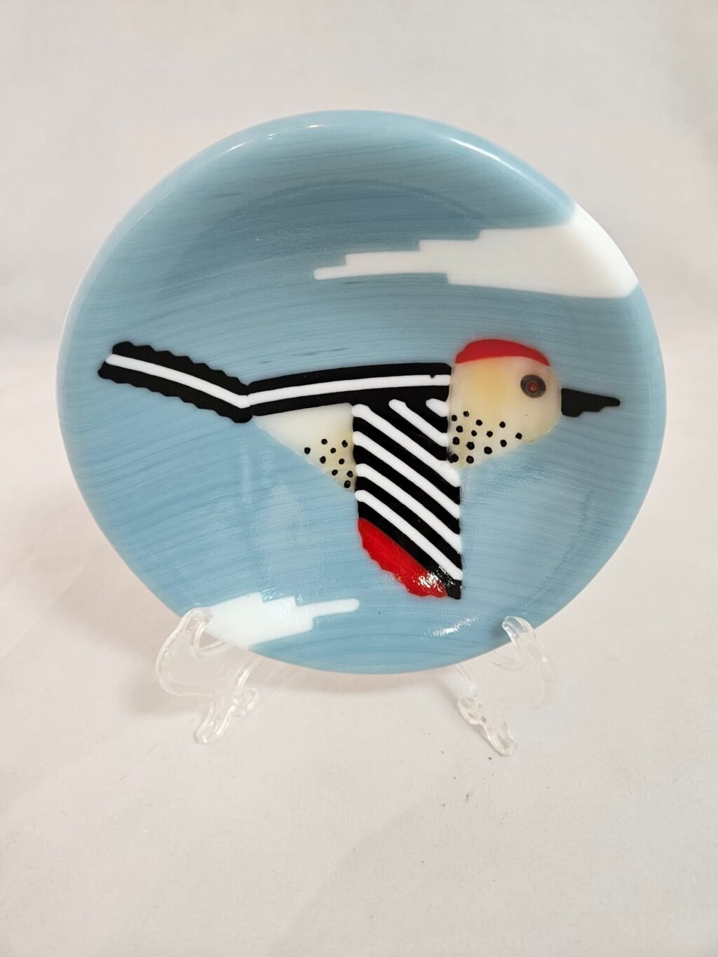 Skybound Woodpecker - Fused Glass