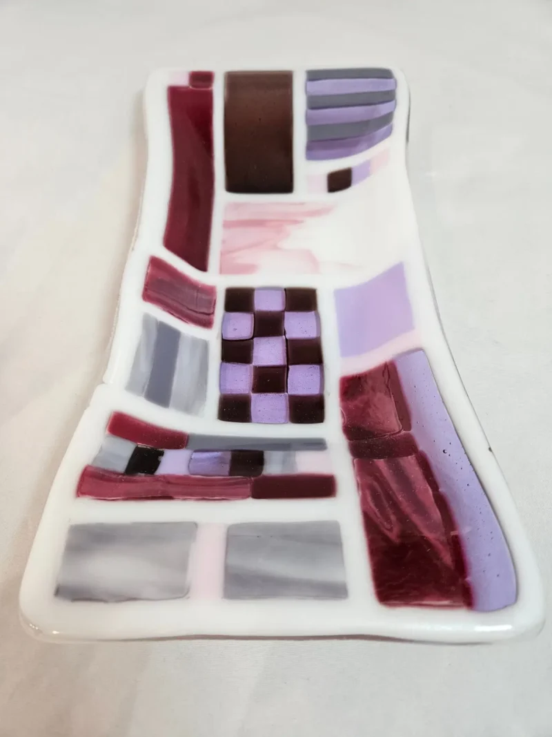Burgundy Brushstrokes - Fused Glass