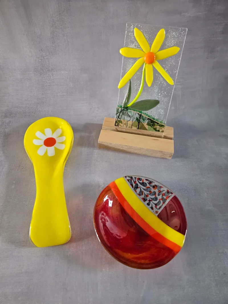 Daisy Days Set - Fused Glass
