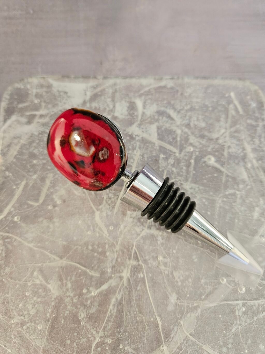 Ember Glow Wine Bottle Stopper - Fused Glass