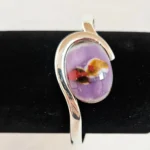 Silver-Toned Cuff Bracelet with Lavender Fused Glass - Fused Glass