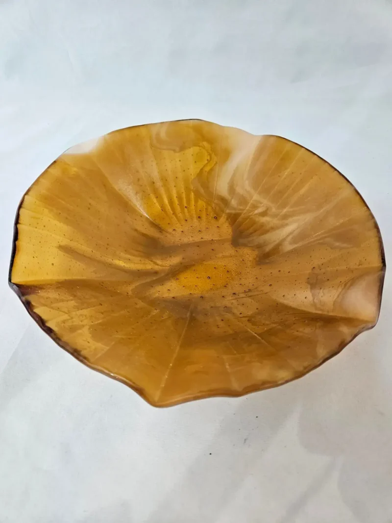 Amber Drift Glass Serving Bowl - Fused Glass