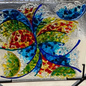 Joy In Motion – Fused Glass Sculpture with Stand - Fused Glass