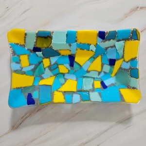 “Sunny Sea Breeze” Tray 11″ x 6-1/2″ - Fused Glass