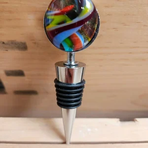 “Nocturnal Swirl” Bottle Stopper 4″ H x 1″ W - Fused Glass