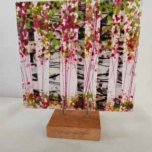 Birch Grove in Bloom - Fused Glass