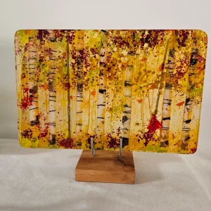 Golden Birch Whisper - Fused Glass