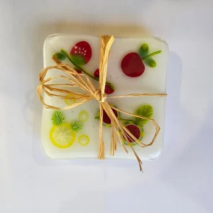 Freshly Picked Mixed Fruit Coaster Set (2) - Fused Glass