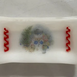 Snowman Tray 4″ x 6″ - Fused Glass