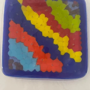 Rainbow Bubble Tray 9″ x 9″ - Fused Glass