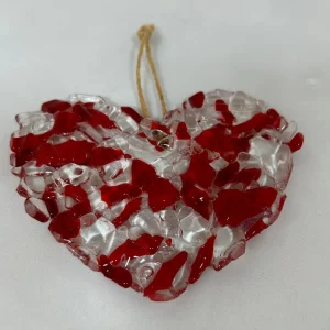 Candy Cane Heart - Fused Glass