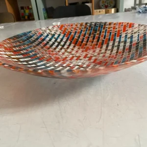 “Kaleidoscopic Horizons” 15″ Bowl - Fused Glass