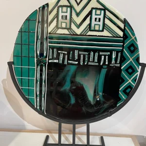 Art Deco Dream – 16″ Round with stand - Fused Glass