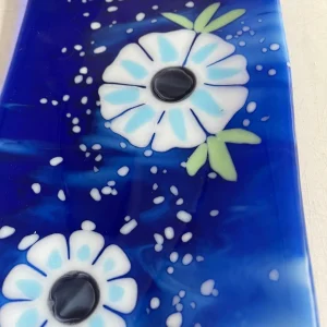 Midnight Blossoms – 6″ x 15″ Tray - Fused Glass