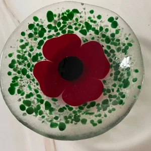 Poppy Dish 4″ Round - Fused Glass