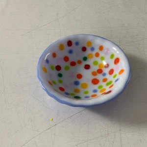 “Polka Dot Party” Bowl 5″ Round - Fused Glass