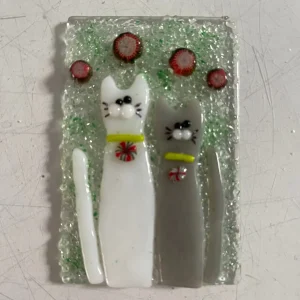 “Purr-fect Companions” 2-1/2″ x 3-1/2″ Table Art - Fused Glass