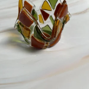 “Autumnal Harmony” Votive Candle Holder 4″ x 4″ - Fused Glass