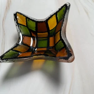 “Sunset Mosaic” Small Dish 6″ x 6″ - Fused Glass